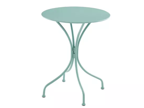 Salle à manger de jardin en métal - une table D.60cm et 2 chaises empilables - Vert amande - MIRMANDE de MYLIA