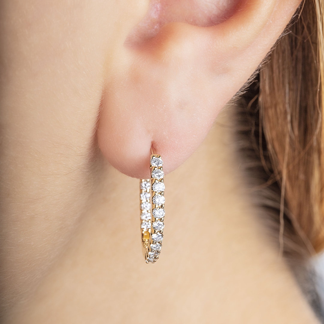 1.00 Karat Diamant-Kreolen 750/18 K Gelbgold Ø 20mm