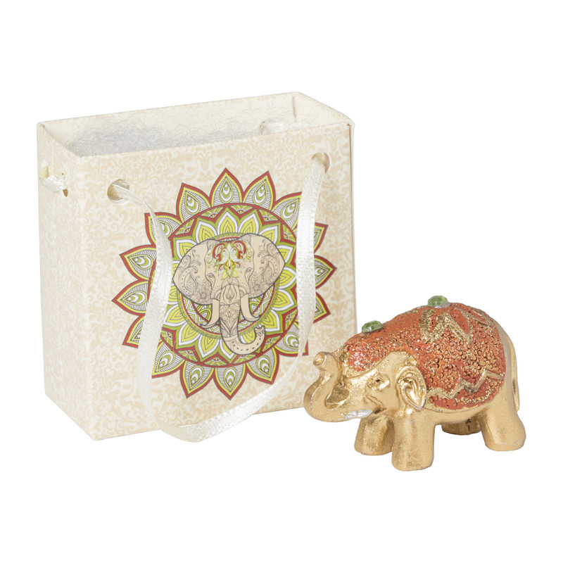 Mini olifant in tasje - diverse kleuren - 3 cm