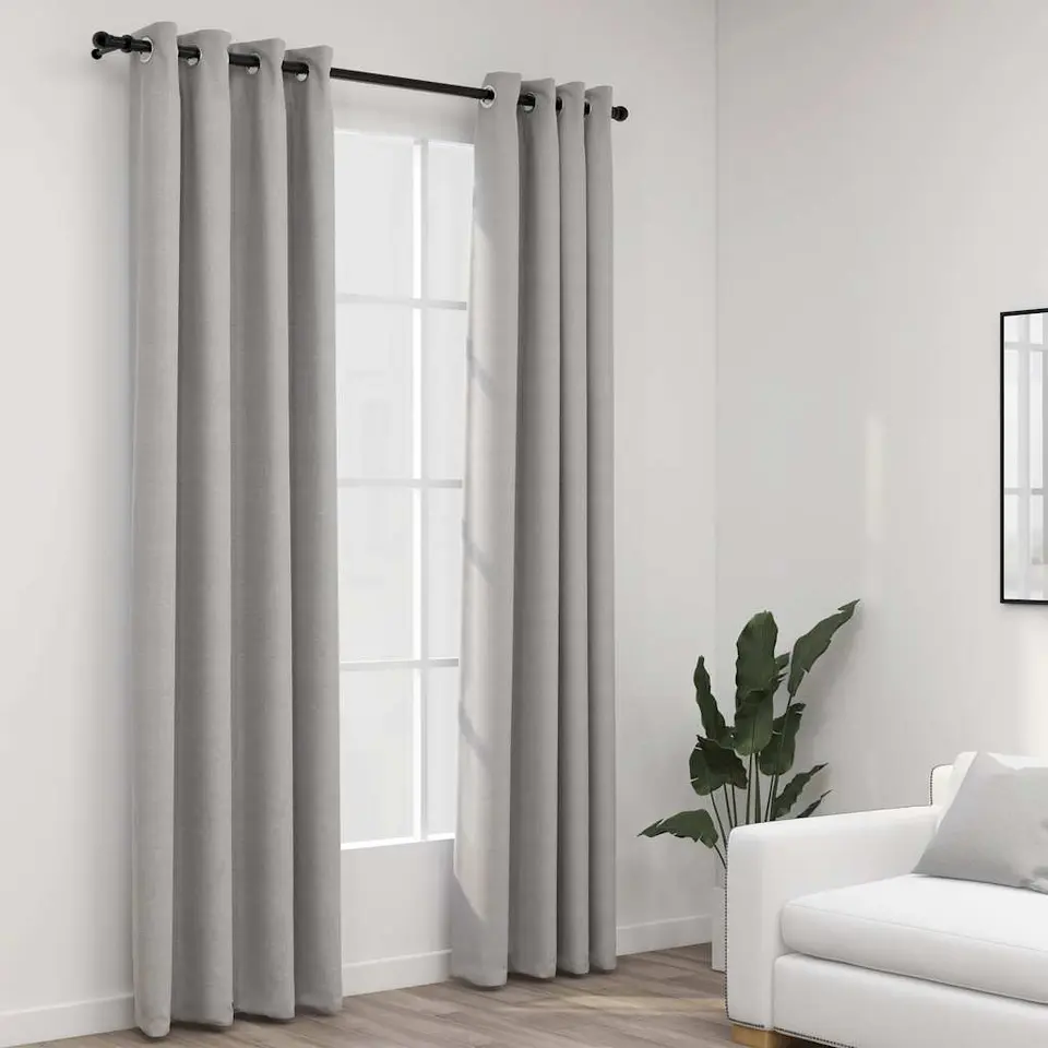 vidaXL - Gordijn - Grijs - Stof - 140 x 245 cm - 2 stuks