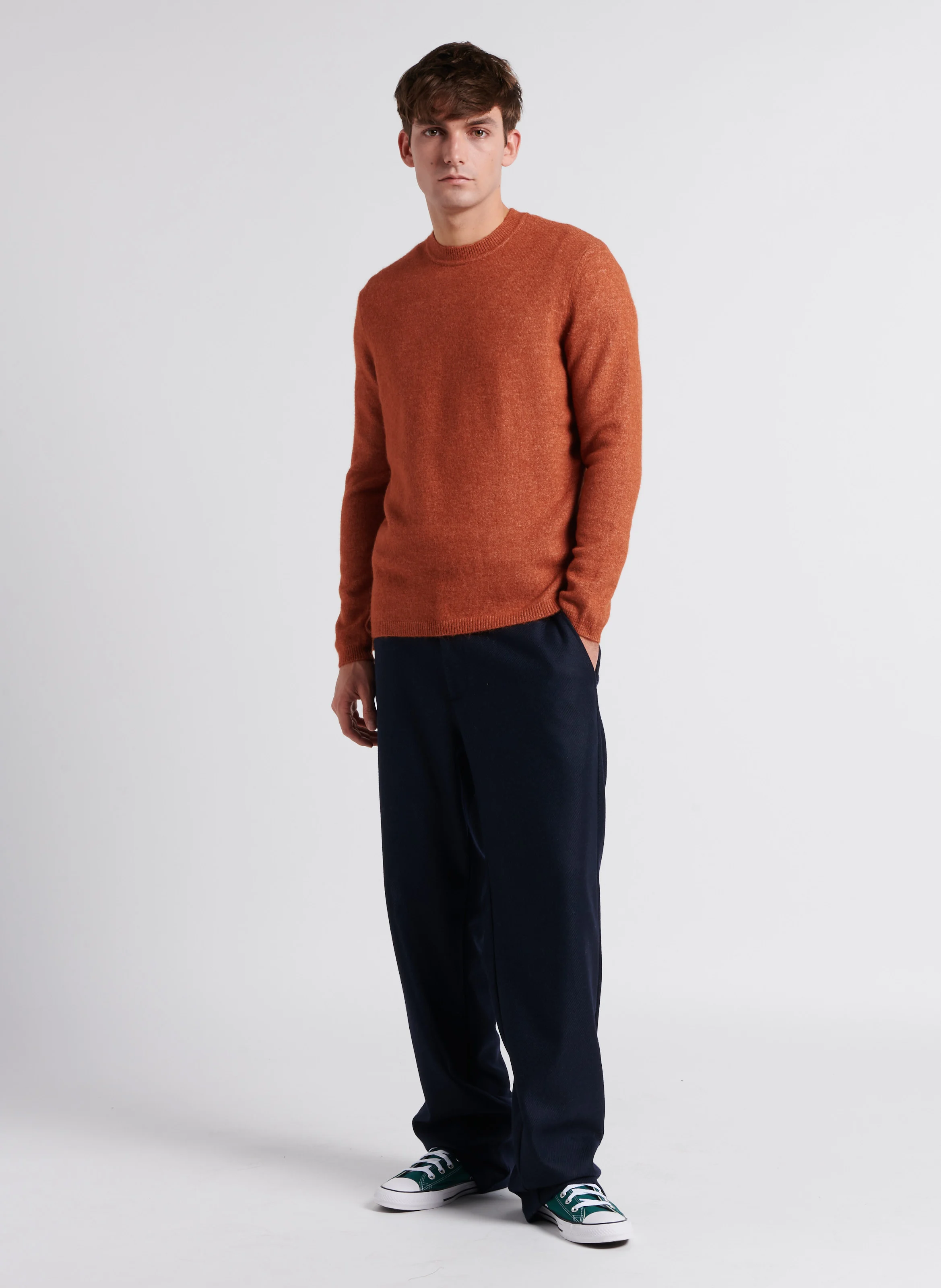 KYLE CHEVIOT - Pantalon droit en laine mélangée| Bleu