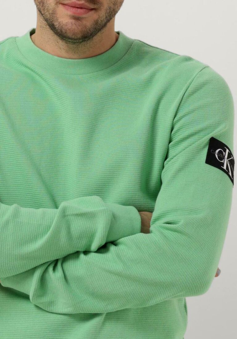 CALVIN KLEIN groene calvin klein sweater monologo badge waffle ls tee