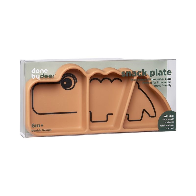 Done by Deer Silicon Stick & Stay Snackplate, Croco Mustard
