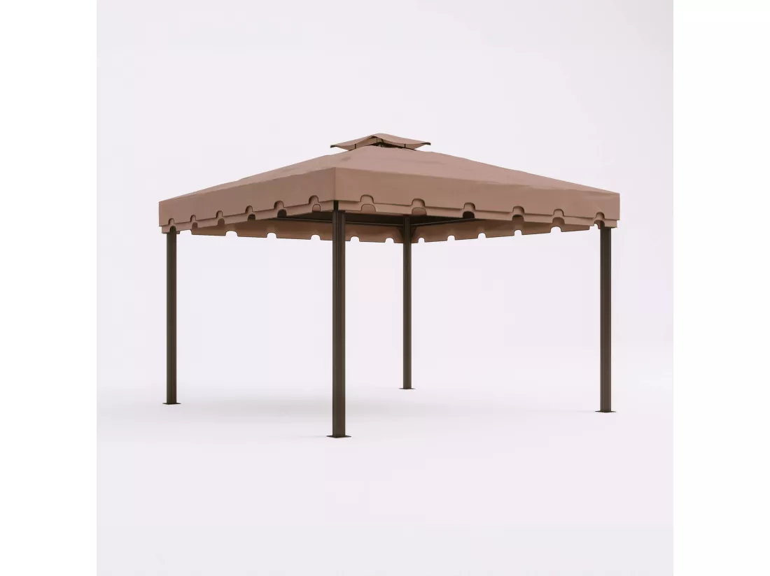 Gazebo Nuxia 3x3 m Polyester Aluminium Marron Clair Noir