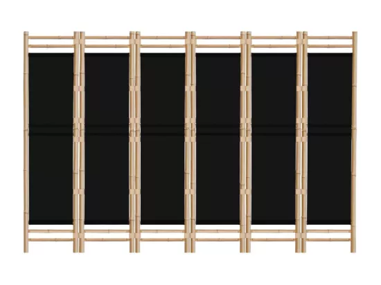 Cloison de séparation pliante 6 panneaux 240 cm Bambou et toile