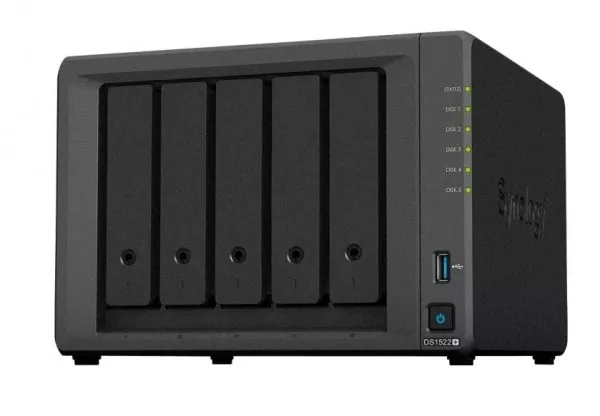 SYNOLOGY DS1522  - NAS-server - 5 bays - SATA 6Gb/s - RAID 0, 1, 5, 6, 10, JBOD - RAM 8 GB - Gigabit Ethernet - iSCSI support