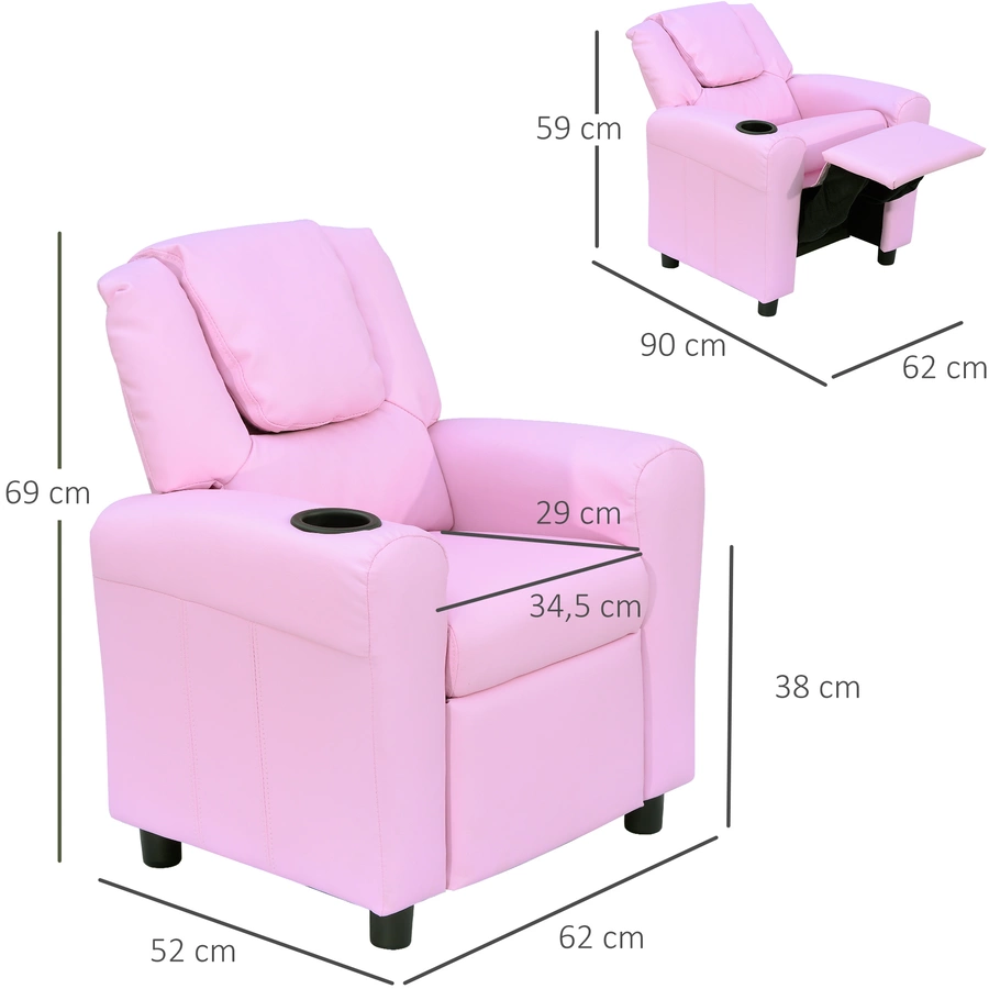HOMCOM Kindersessel mit Liegefunktion rosa