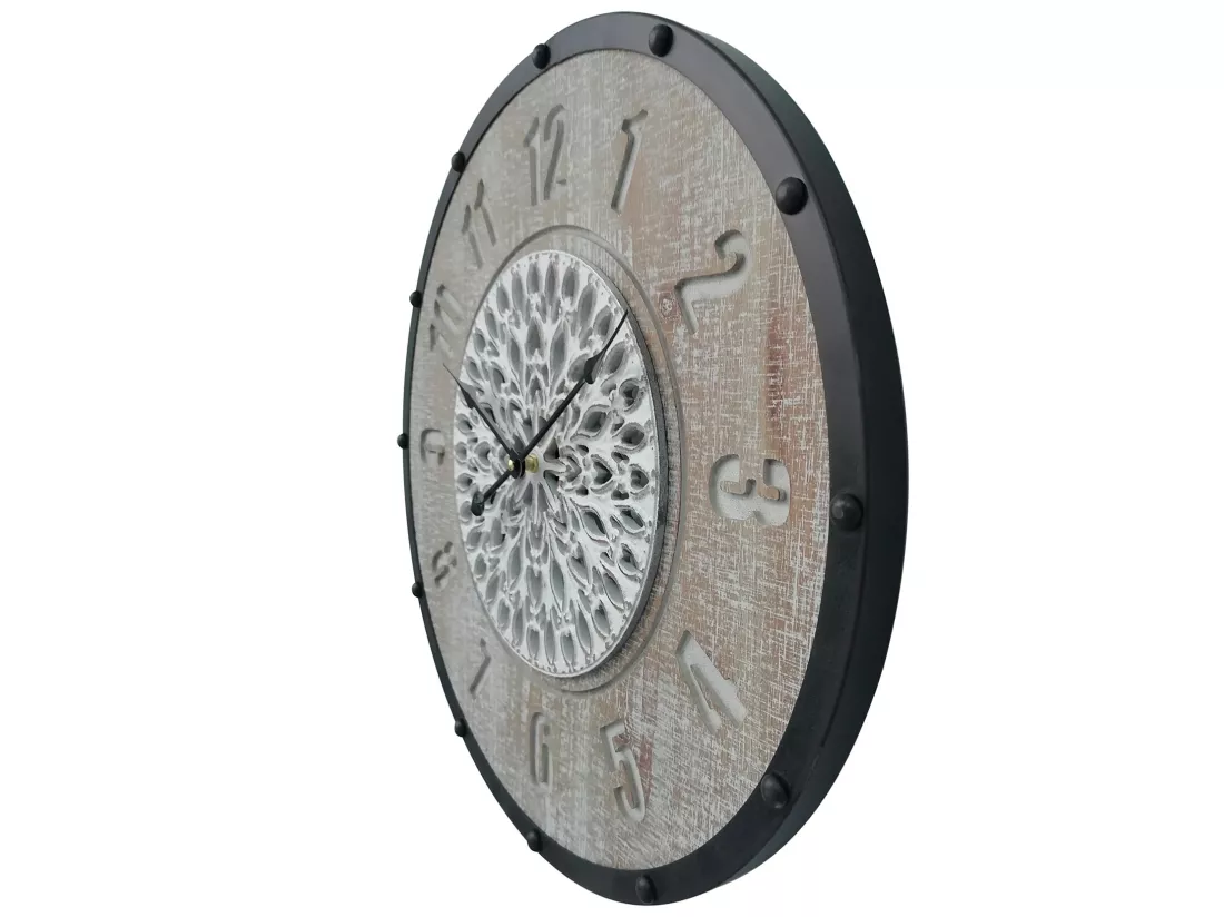 Horloge Suspendue Horloges Murales Brun Noir Mdf Métal Style Vintage