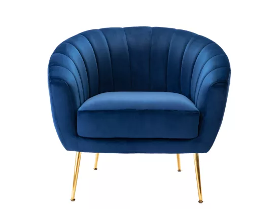 Fauteuil cabriolet en velours PABLITO - Bleu roi