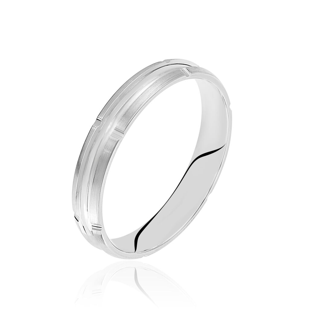 Alliance Fantaisie Mat Et Brillant Ruban Plat Palladium Blanc