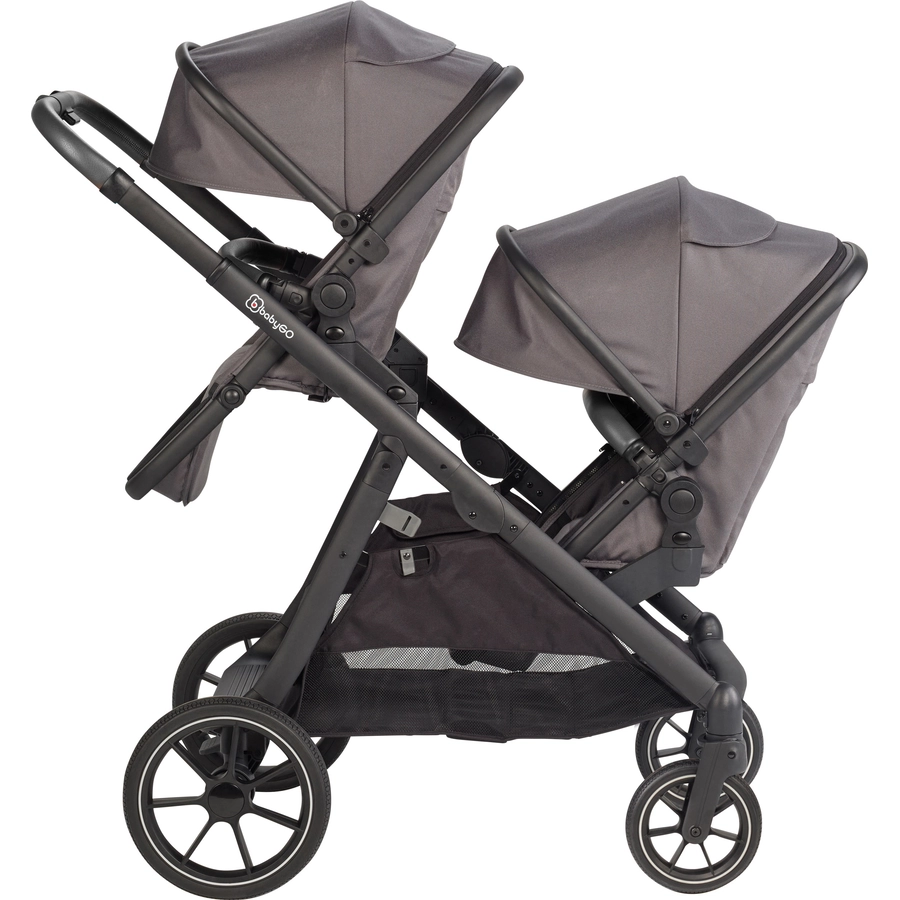 babyGO Geschwisterwagen Duo Grey