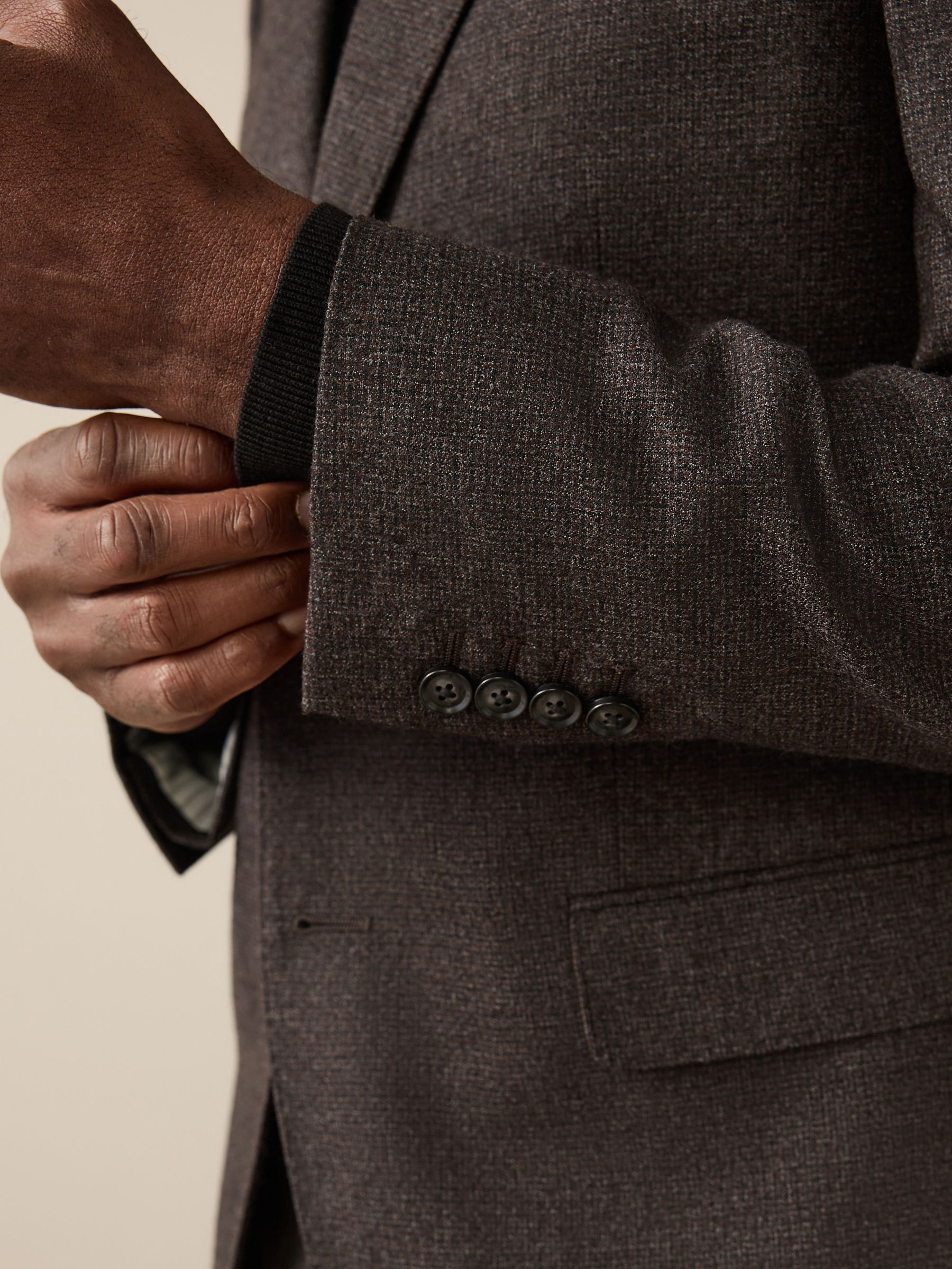 Bruin - Slim Fit Signature Cerruti Italian Wool Puppytooth Suit Jacket