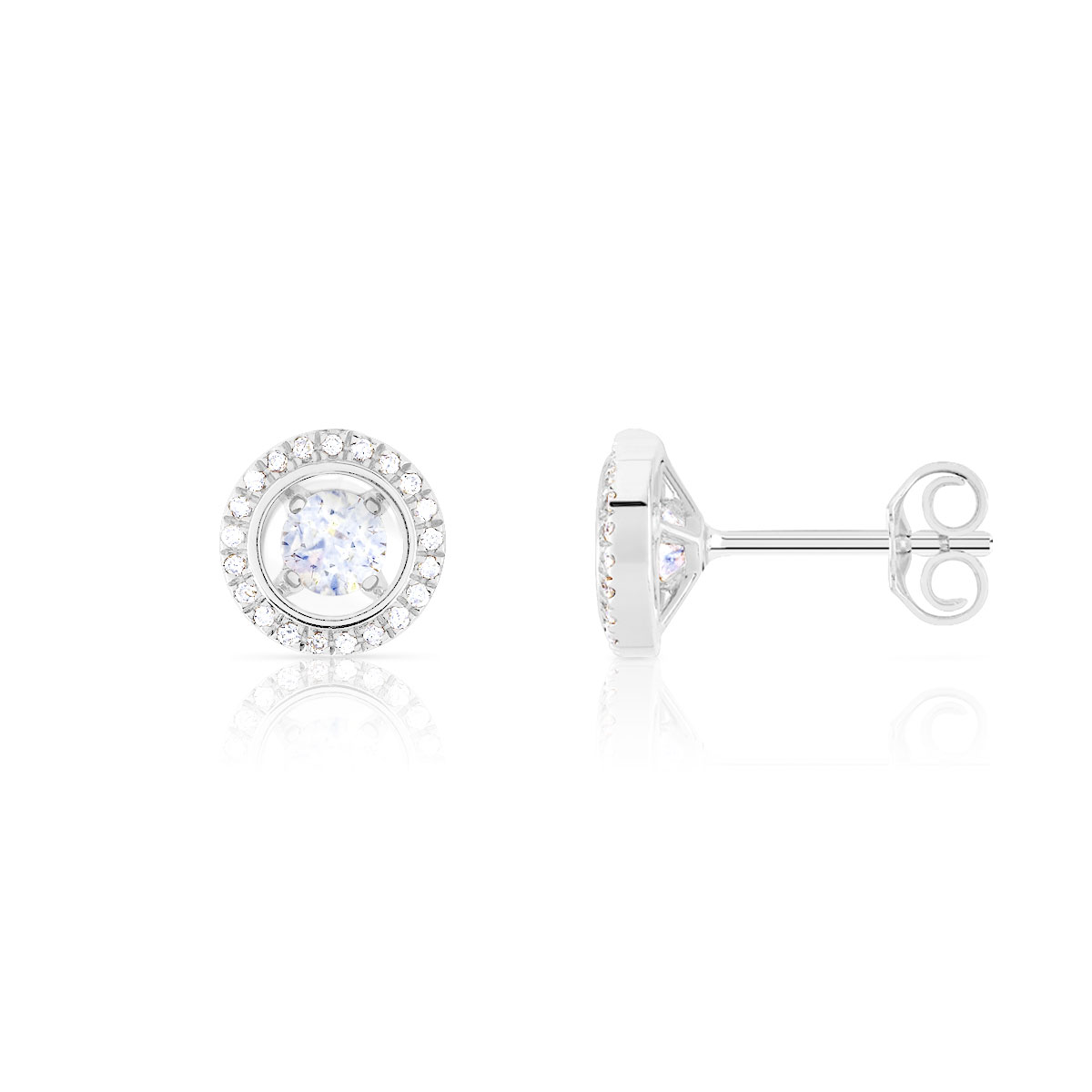 Boucles d'oreilles or 375 blanc diamant