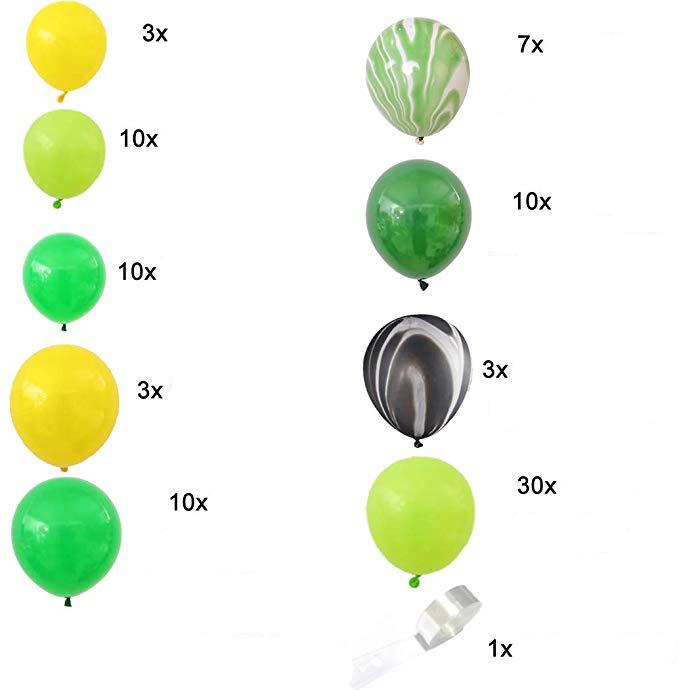 (165-tlg. Set) Happy Birthday Girlande Kinder Geburtstags Party Deko Dinosaurier   Latex- und Folienballons / Kuchenstecker / Haut Sticker / - Grün