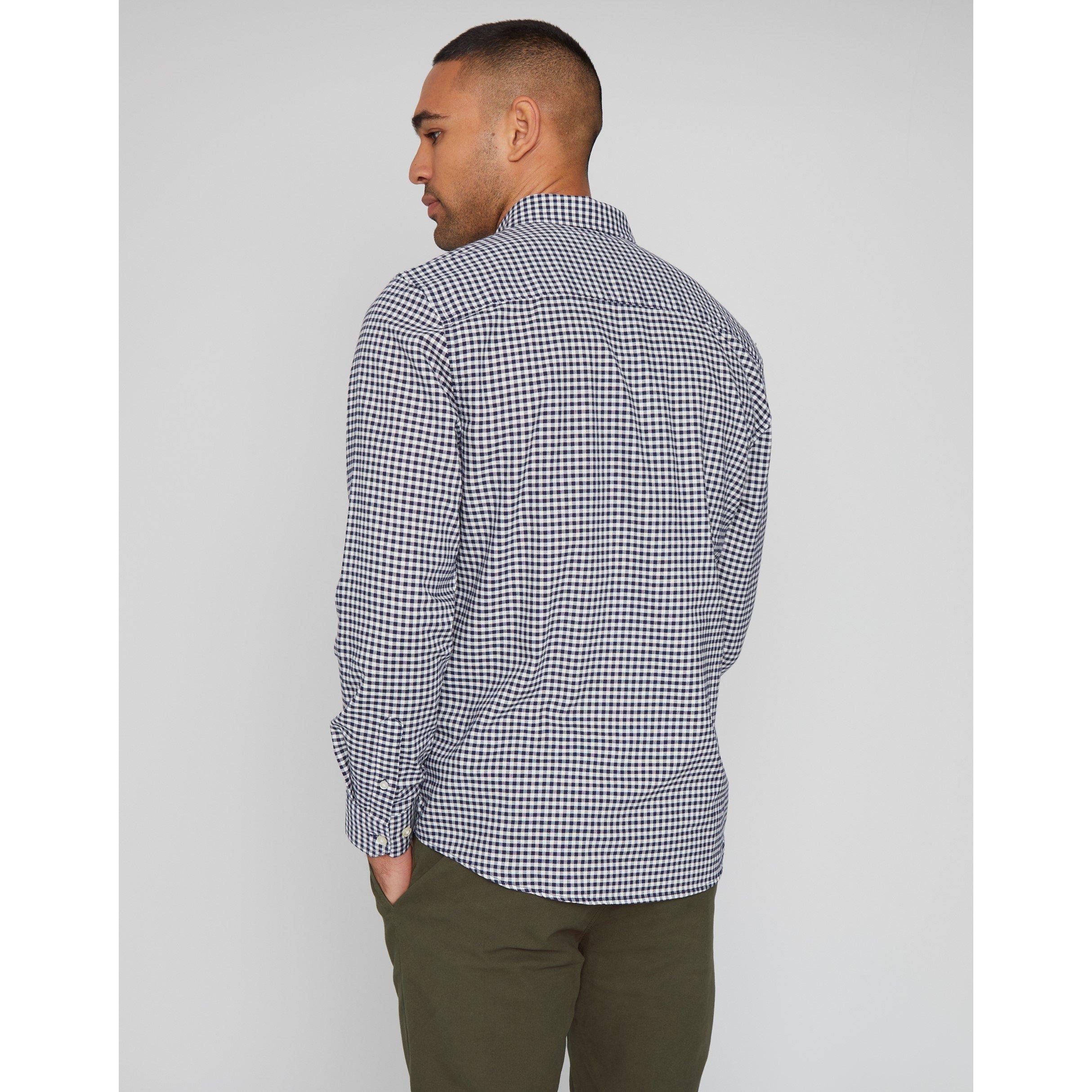 Threadbare Check Cotton Long Sleeve Shirt Mens