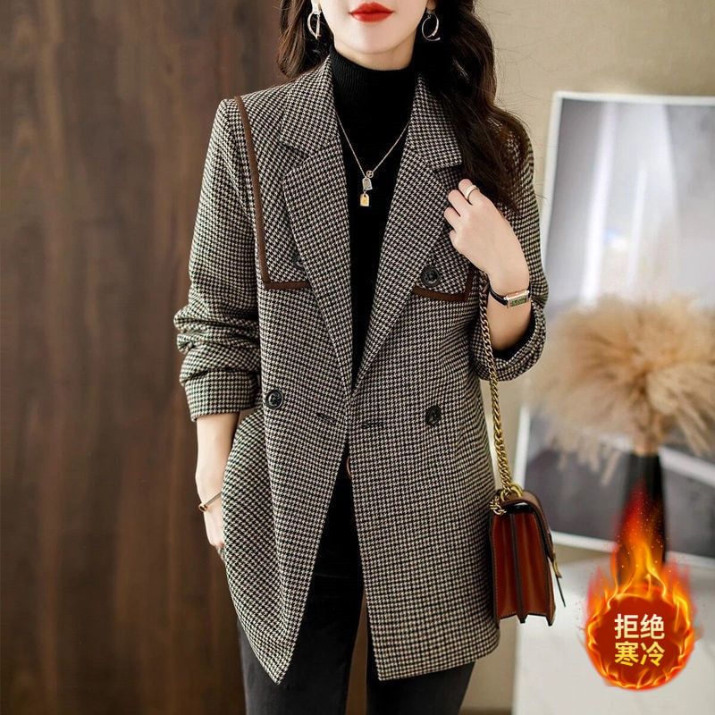 Jeonseon - Geruite blazer met dubbele rij knopen