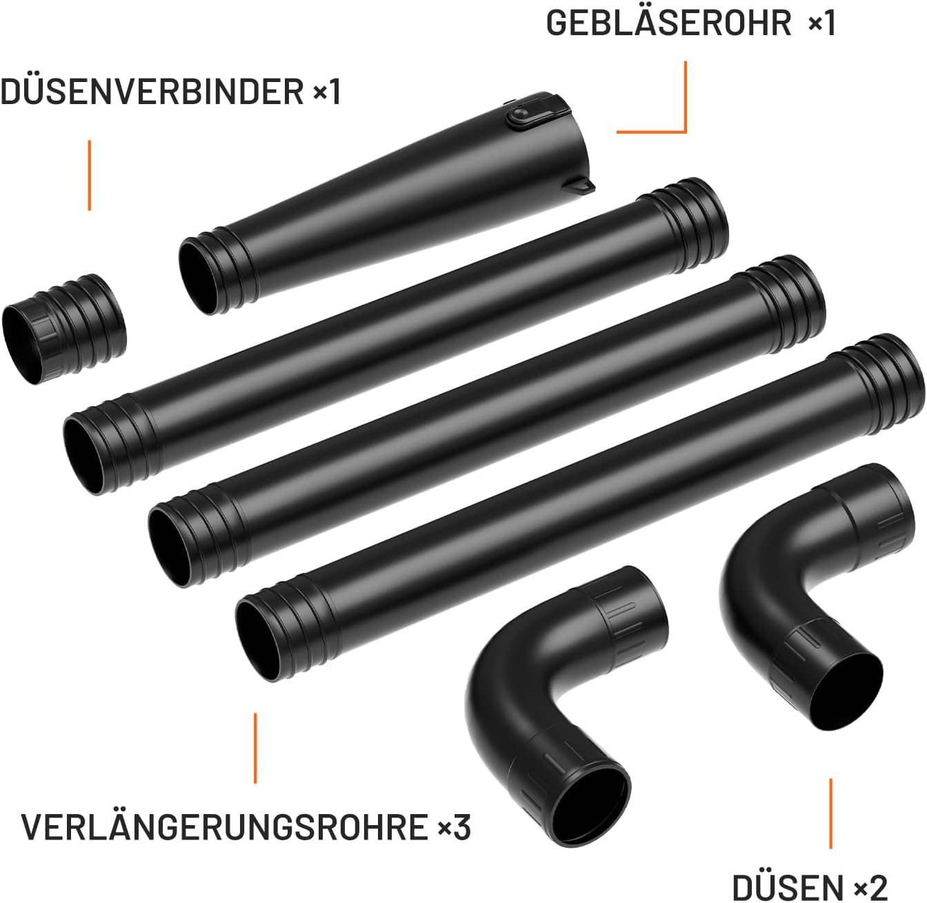 Litheli Akku Laubbläser mit Dachrinnen-Reinigungsset, Bürstenloser Laubbläser mit Turbolader, 180 km/h Luftgeschwindigkeit, 973 m³/h Luftdurchsatz, werkzeuglose Montage, 2,2 m Verlängerung, für Garten