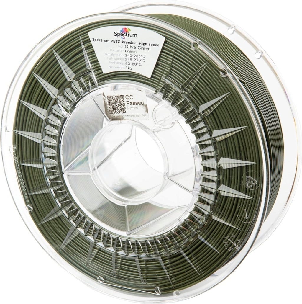 Spectrum  PETG Premium High Speed Olive Green, 1,75 mm / 1000 g    Der Turbo für den 3D Druck in Olive Green