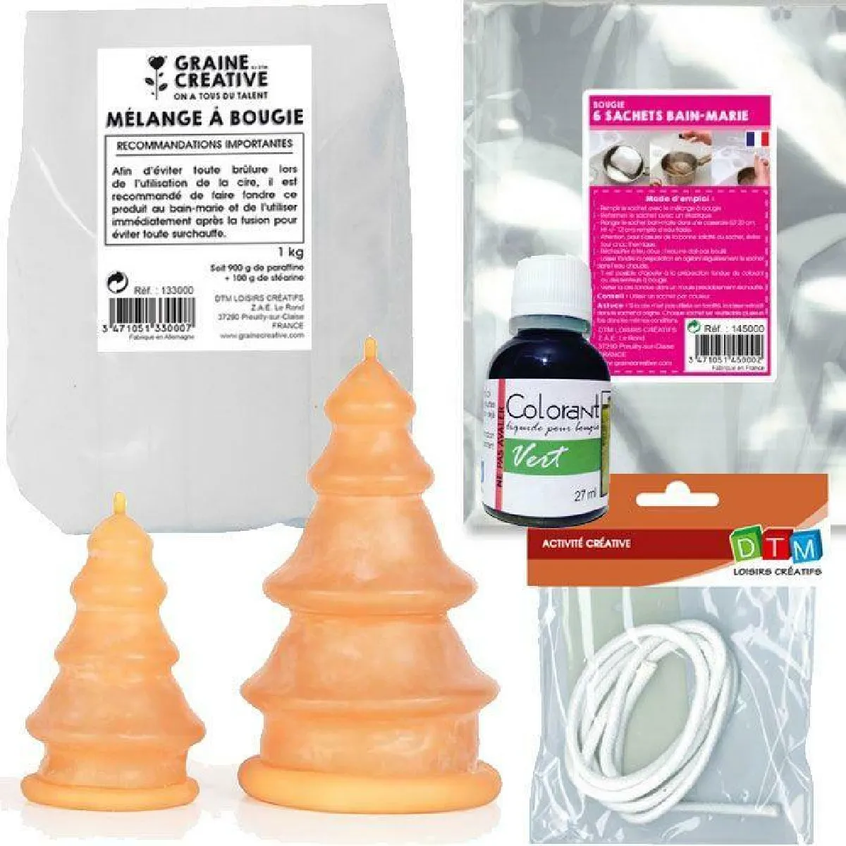 Graines Créatives Kit Bougies Sapins DIY