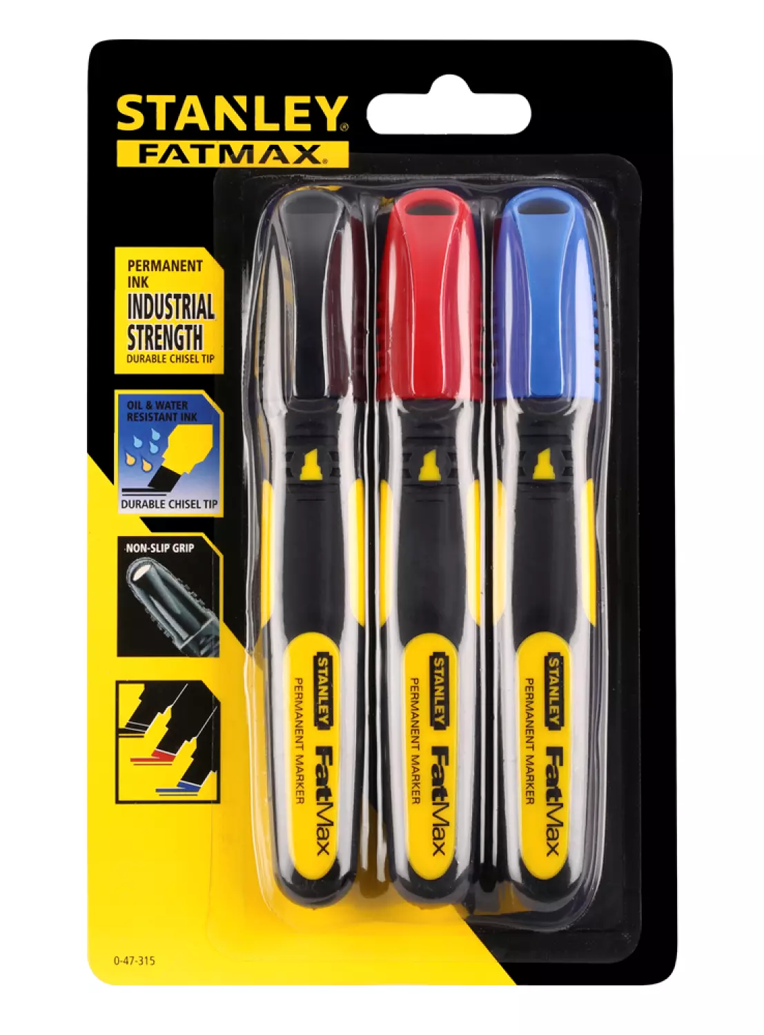 Stanley 0-47-315 FatMax watervaste markeerstiften - rood / zwart / blauw