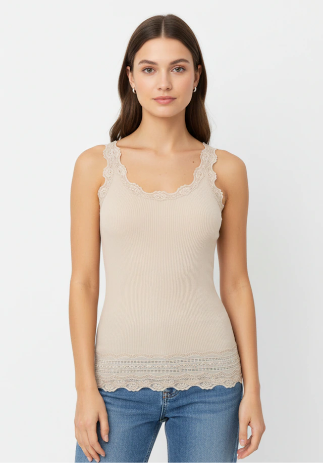 rosemunde Tanktop »Benita Silk Top Camisole«, Vintage-Spitze am Ausschnitt, feminin, Rundhalsausschnitt, Seidenmix