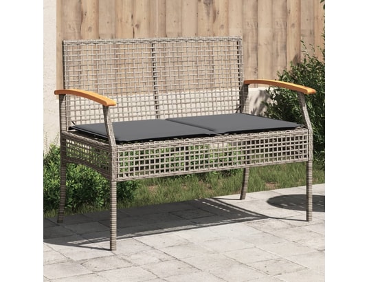VIDAXL - Banc de jardin avec coussin gris résine tressée et acacia