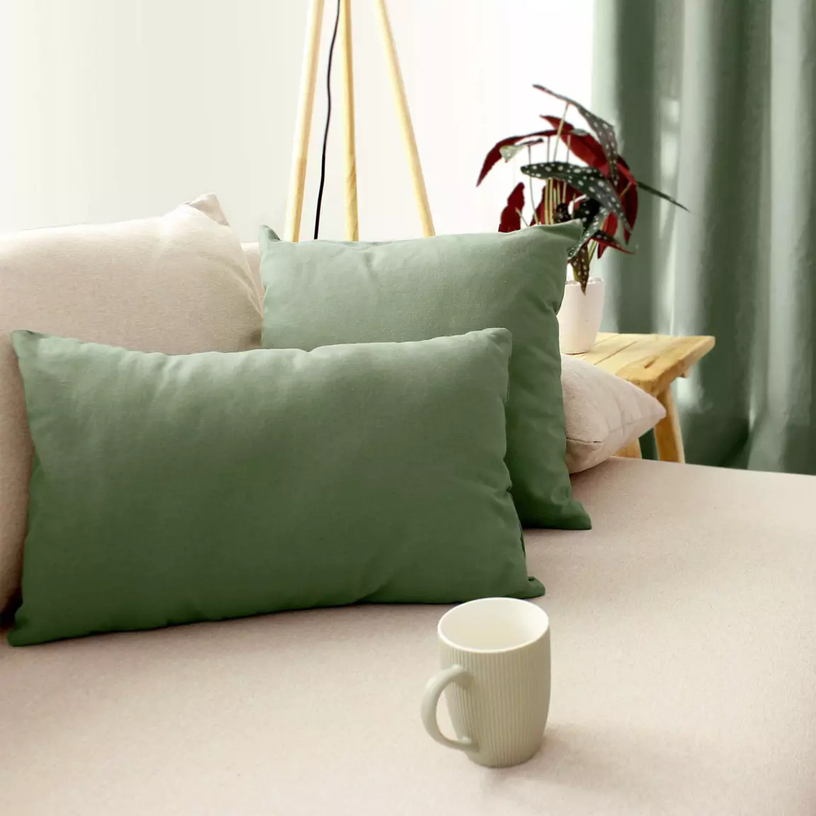 Coussin rectangulaire (50 cm) Etna Vert argile