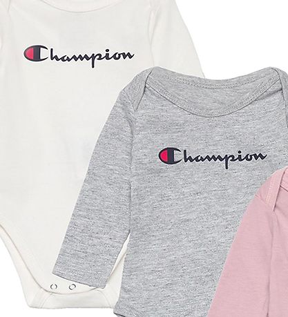 Champion Body l/æ - 3-Pak - Dusty Rose/Grå melange/Hvid