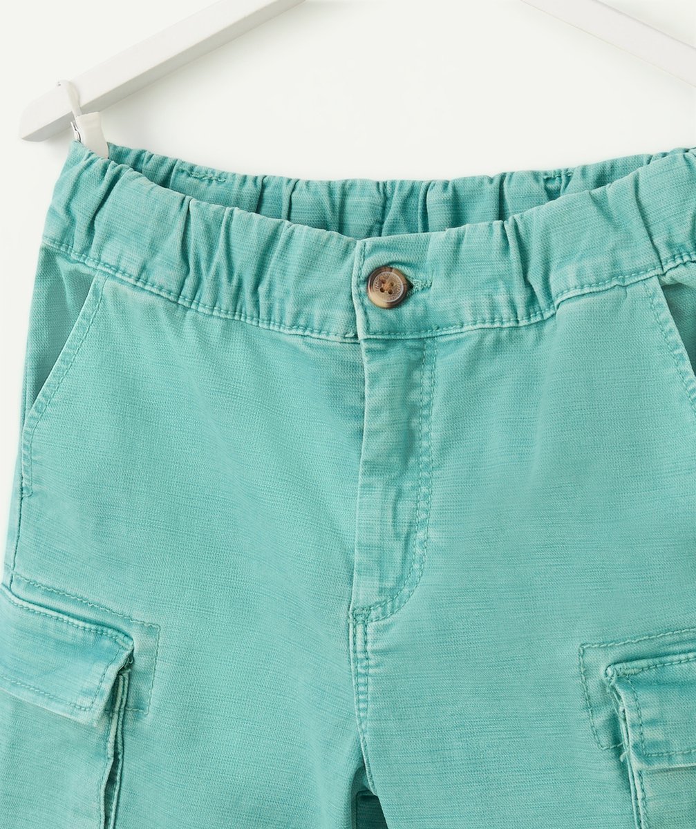bermuda cargo garçon en viscose responsable couleur vert avec poches