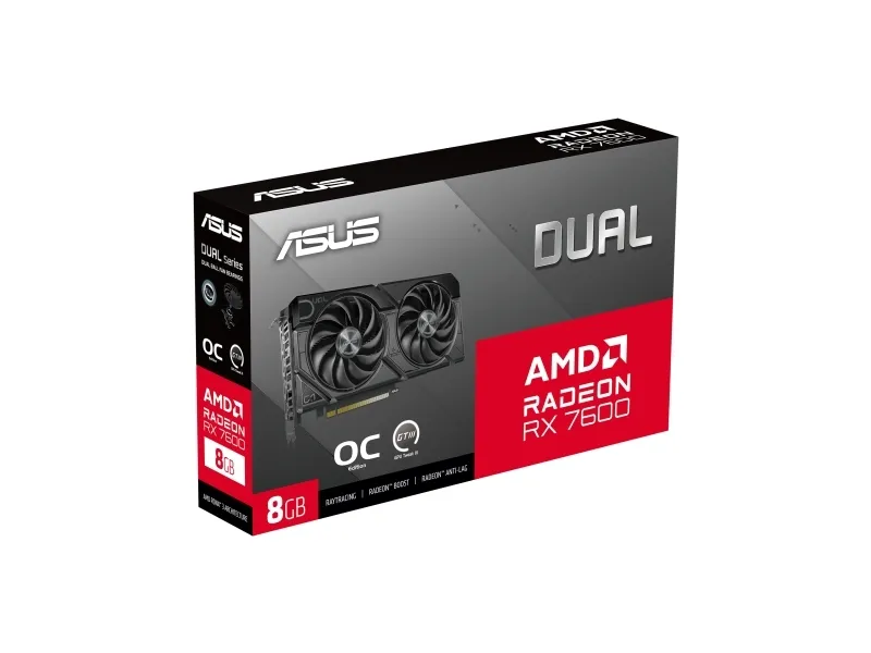 ASUS Dual Radeon RX 7600 EVO 8GB - OC Edition - grafikkort - Radeon RX 7600 - 8 GB GDDR6 - PCIe 4.0 - 3 x DisplayPort, HDMI