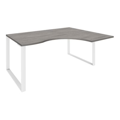 Bureau compact LOFTER - L180 cm - Retour à droite - Plateau imitation chêne gris - pied Blanc - (pied de renfort obligatoire à rajouter - non inclus)