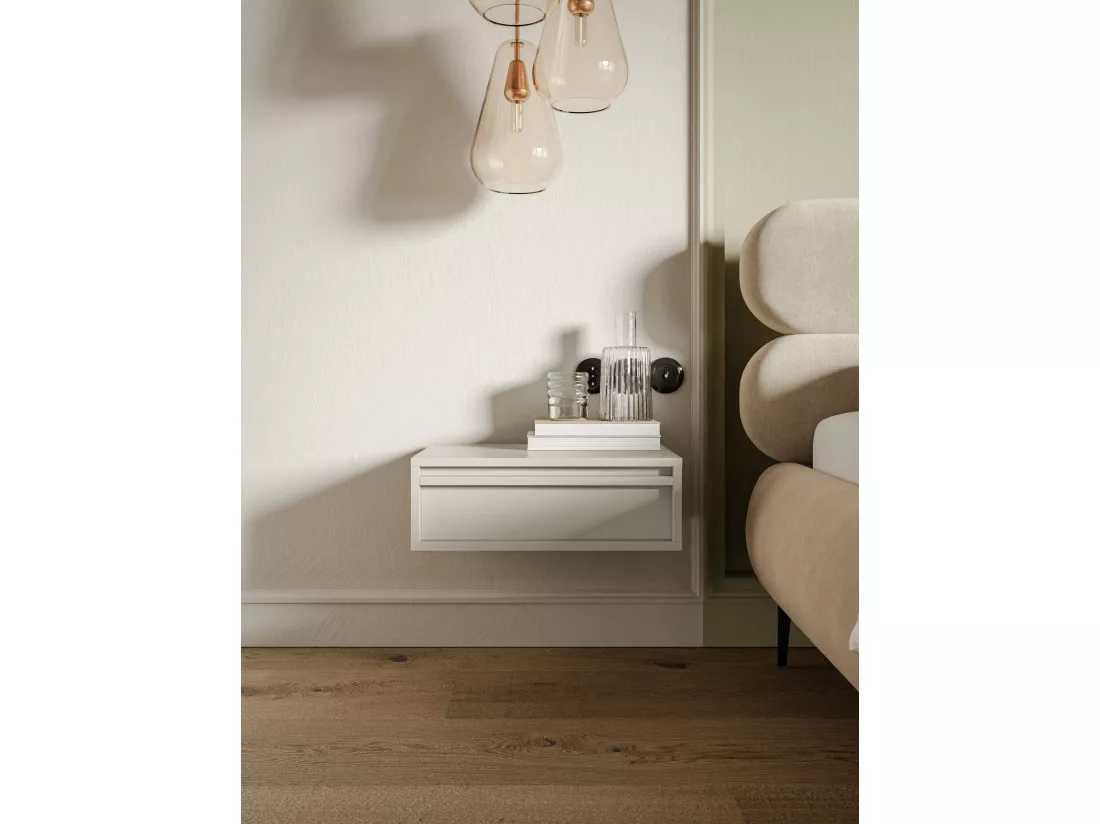 Table de chevet - 50 cm - avec tiroir - suspendu - grège - EVO