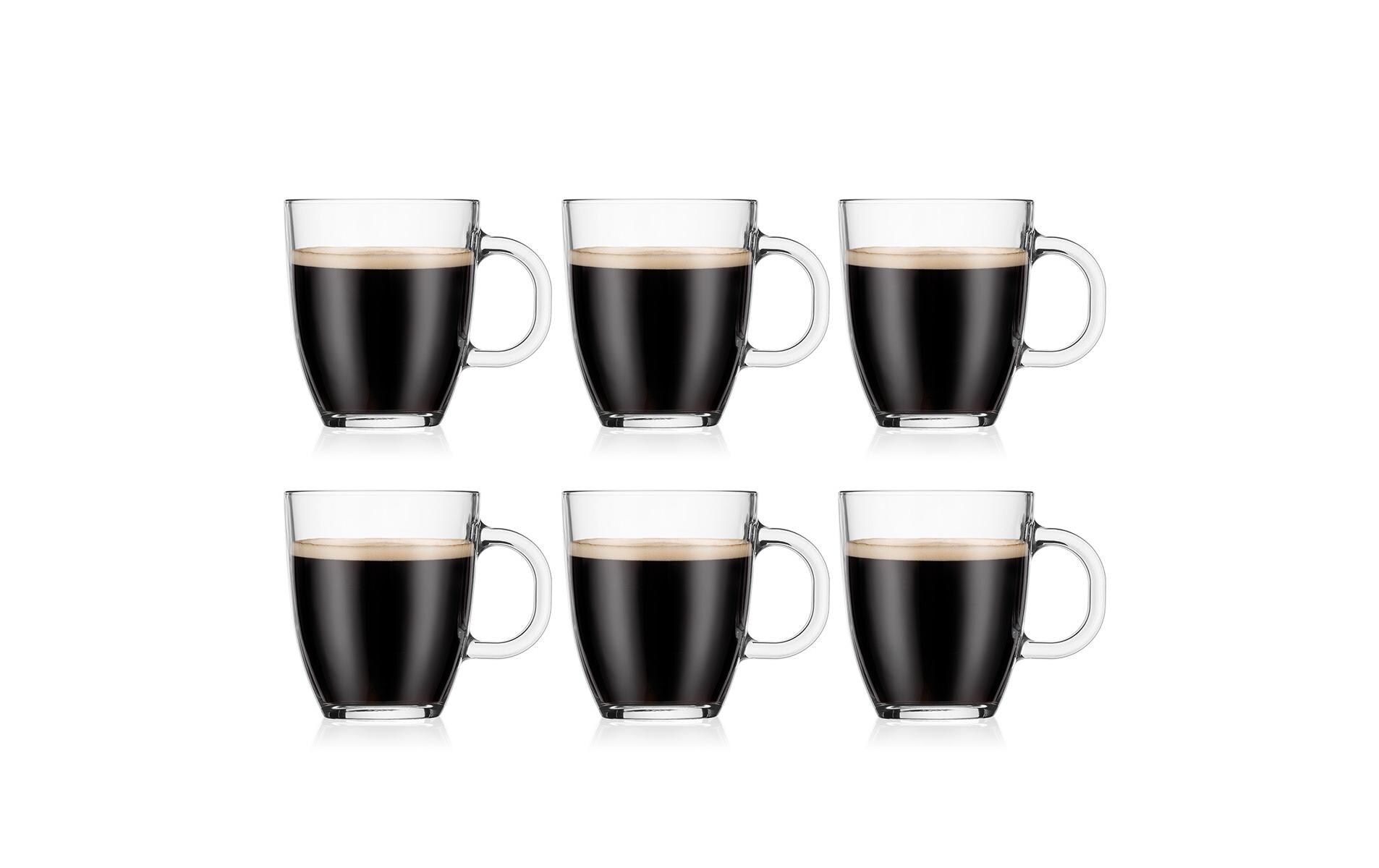 Kaffeetasse Bistro 0.3 l, 6 Stück, TransparentTassen mit Henkel