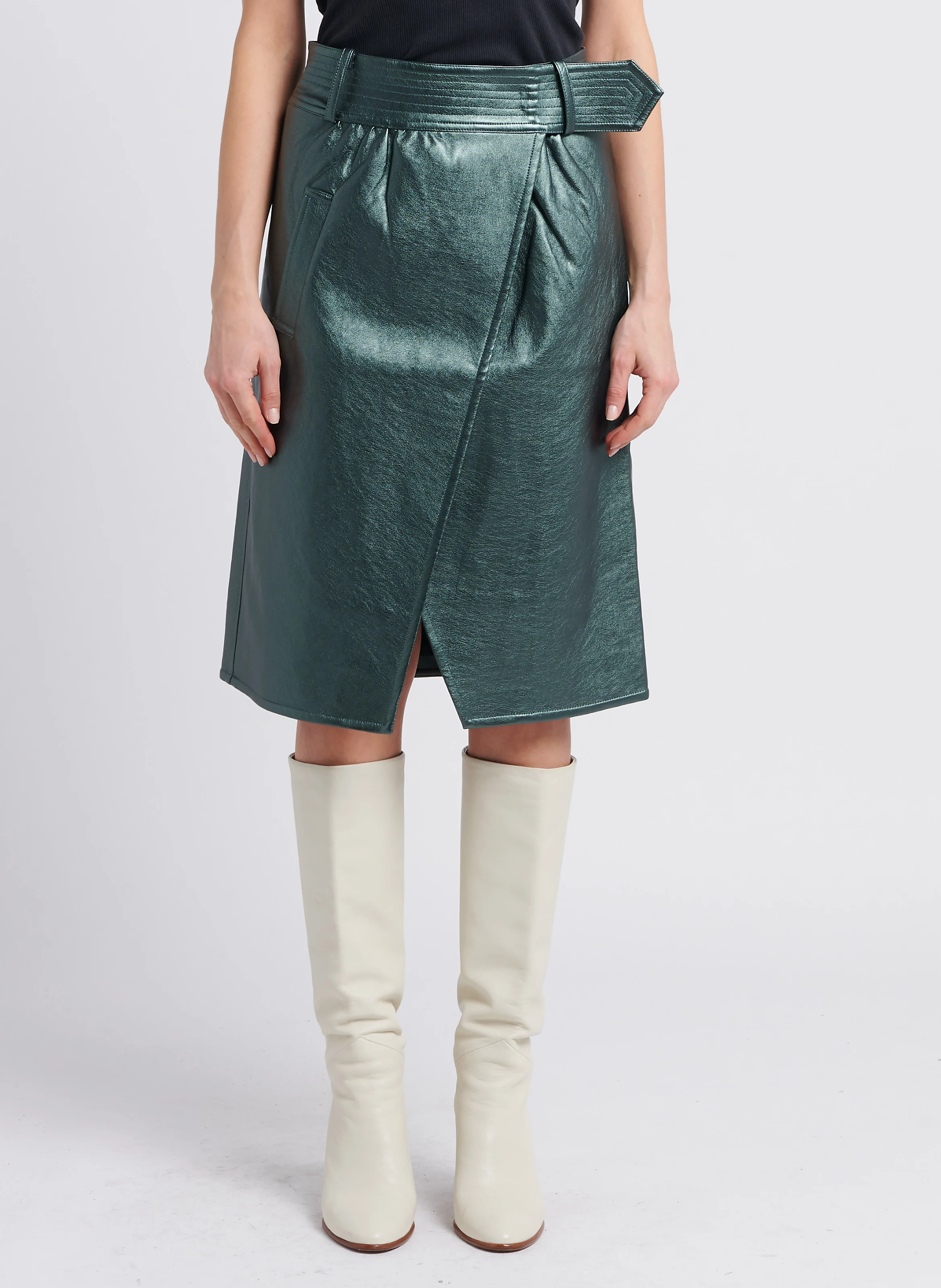 PIXIE - Jupe portefeuille taille haute| Vert