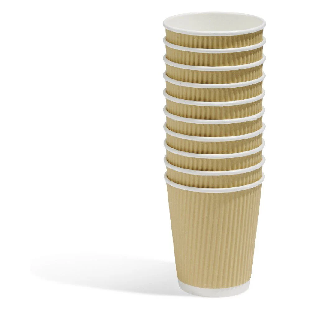 Gobelet cartonné extérieur cannelé beige et blanc 20 cl x10