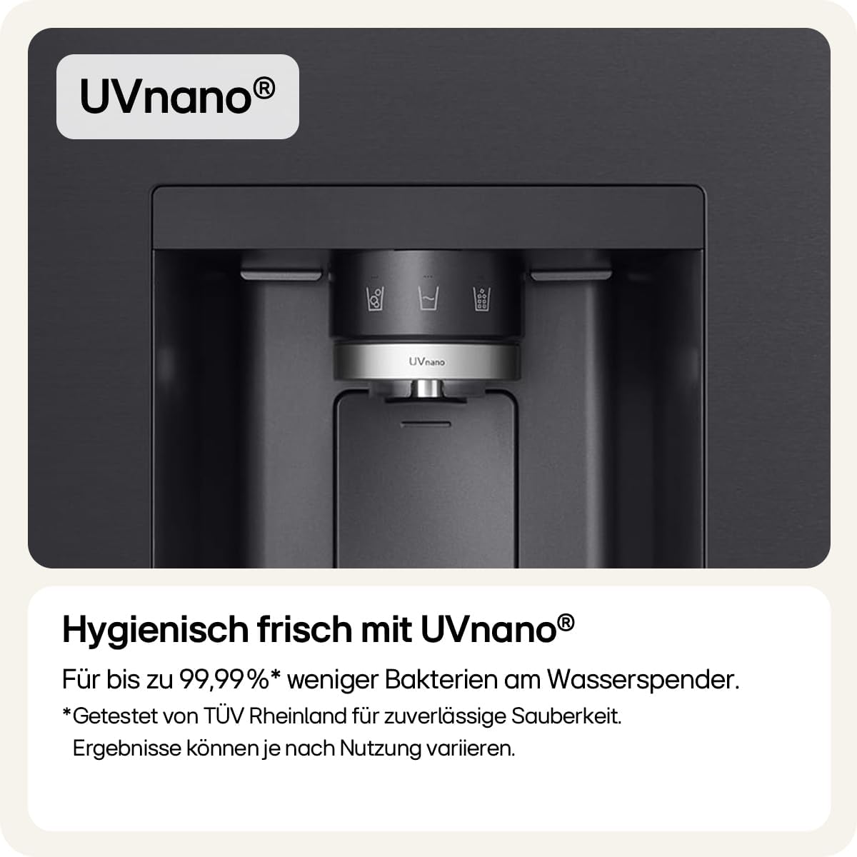 LG GSLE91EVAC Side by Side Kühlschrank, Klasse C, 628 L, Multi-Door Kühlschrank mit Gefrierfach, Eis-, Crushed Ice- Wasserspender mit UVnano, Total NoFrost, Smart Inverter Kompressor, Wi-Fi