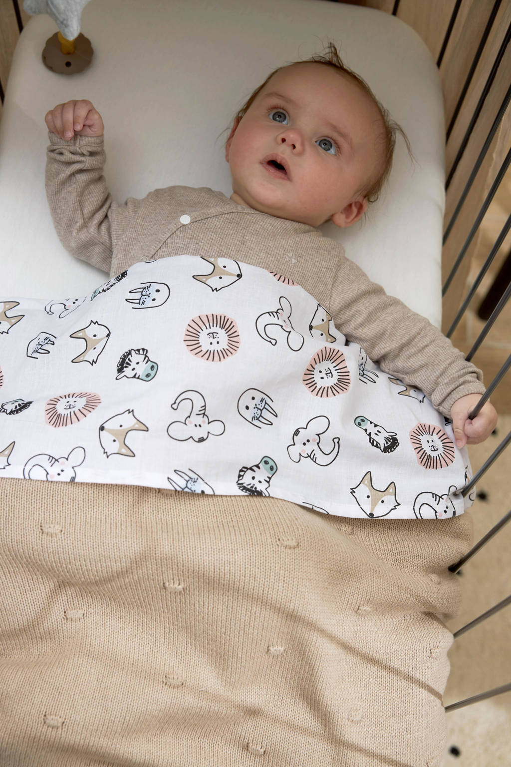 baby ledikantlaken Animal/Uni - set van 2 100x150 cm wit/multi