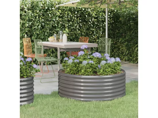 Lit surélevé de jardin Acier enduit de poudre 100x100x36cm gris