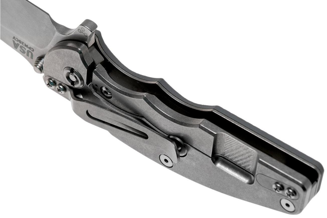 Rick Hinderer Jurassic Spearpoint 20CV Stonewash Dark Grey G10 zakmes