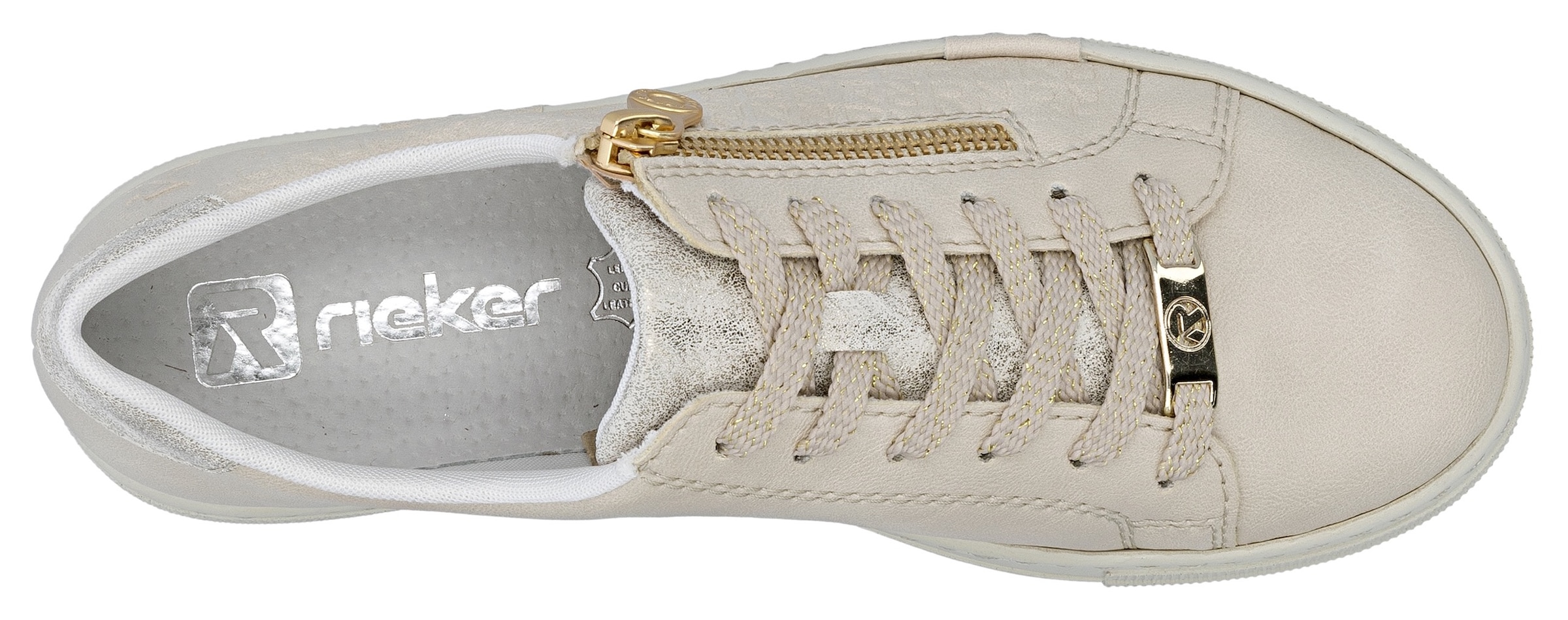 Rieker Plateausneaker  mit goldfarbenem Reissverschluss, Freizeitschuh, Halbschuh, Schnürschuh