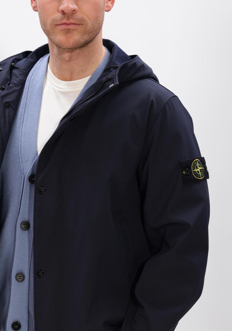 donkerblauwe stone island jack short parka s0a22