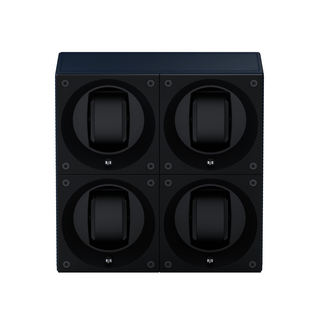 SwissKubik Masterbox Leder Marineblau - 4 Uhren