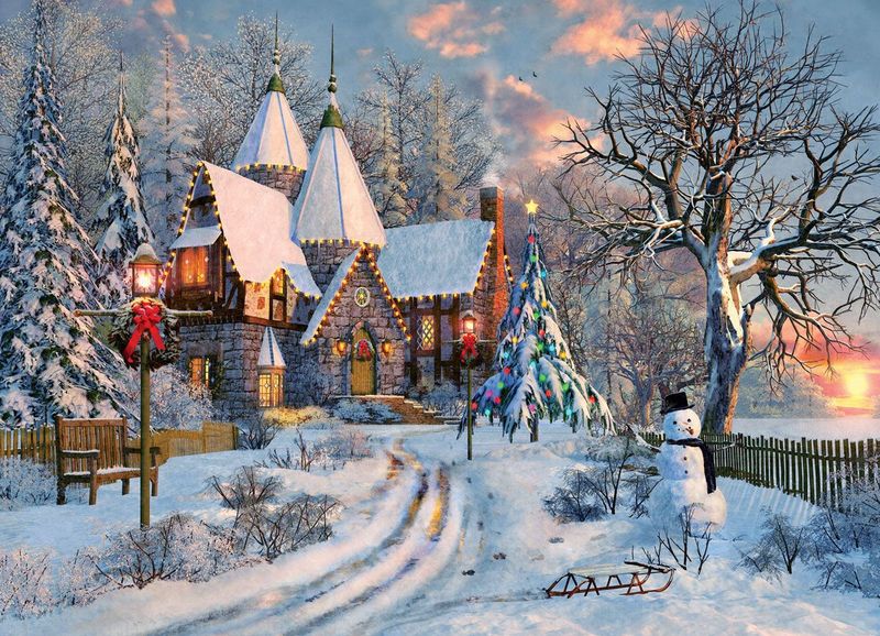 Eurographics puzzel Dominic Davison kerst legpuzzel 1000 stukjes karton