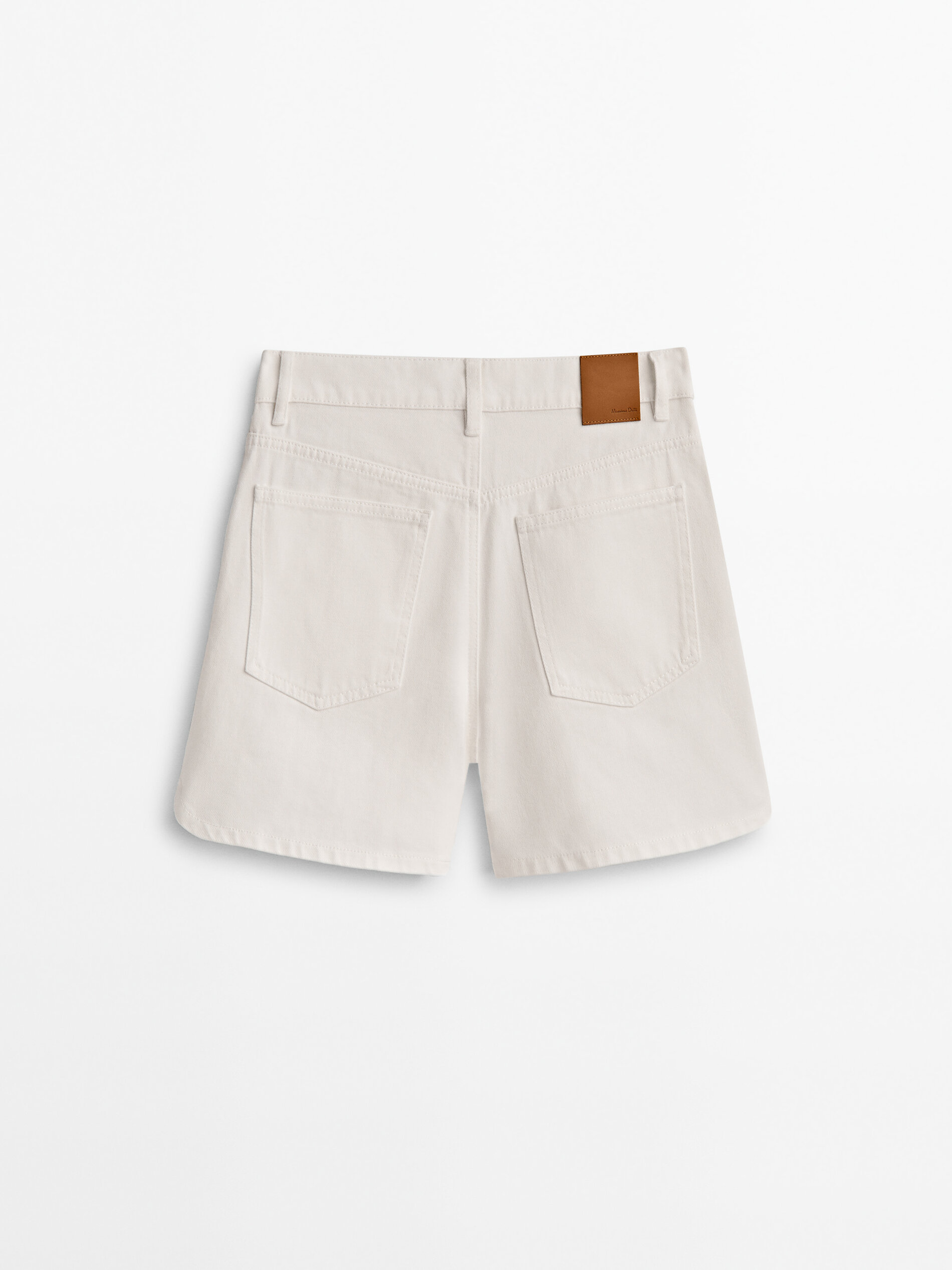 Tiro alto curto em denim - CRUDO