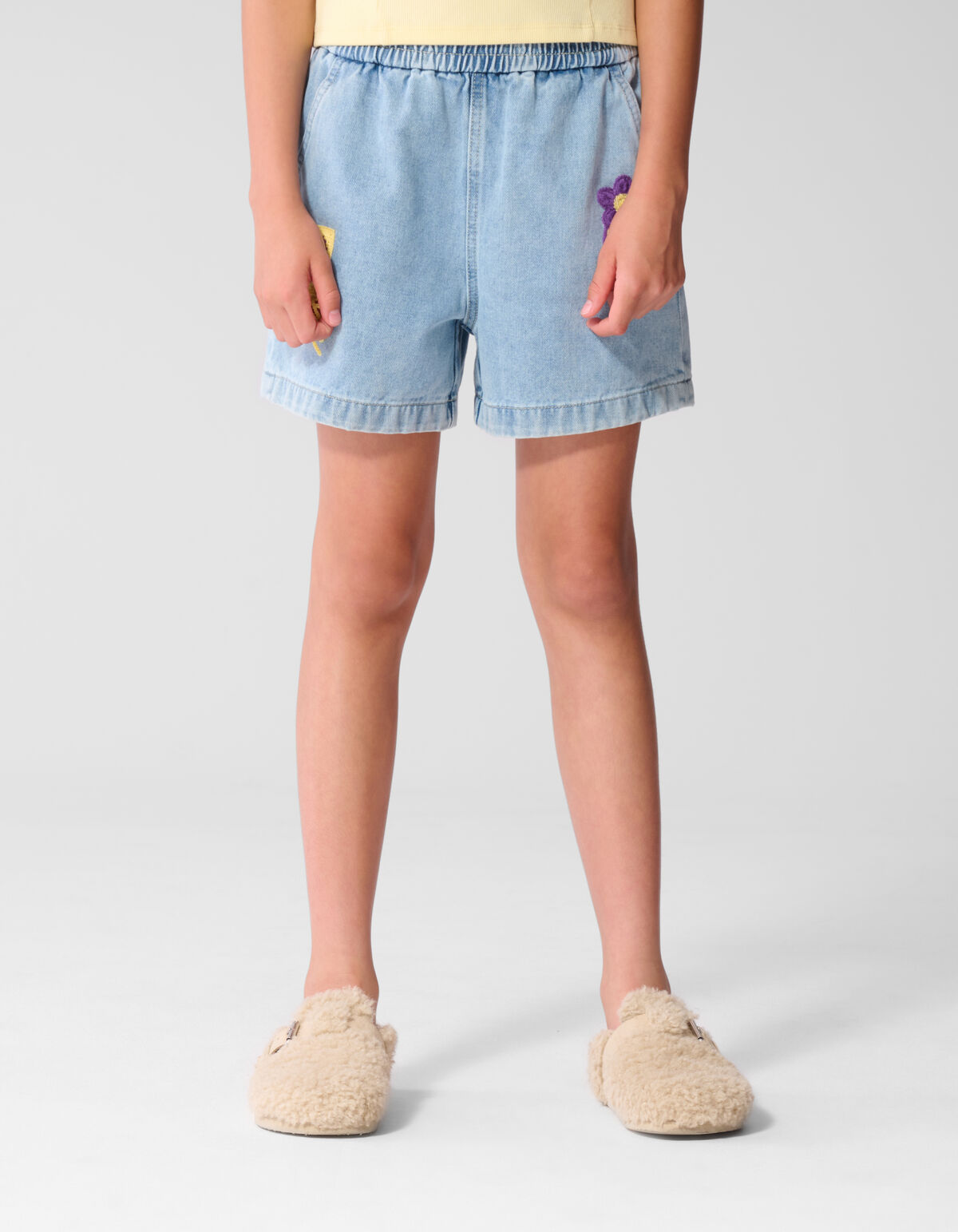 Crochet Denim Short Blauw