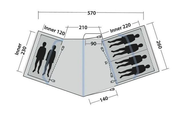 Outwell Hartford 6 Air Tunnelzelt für 6 Personen