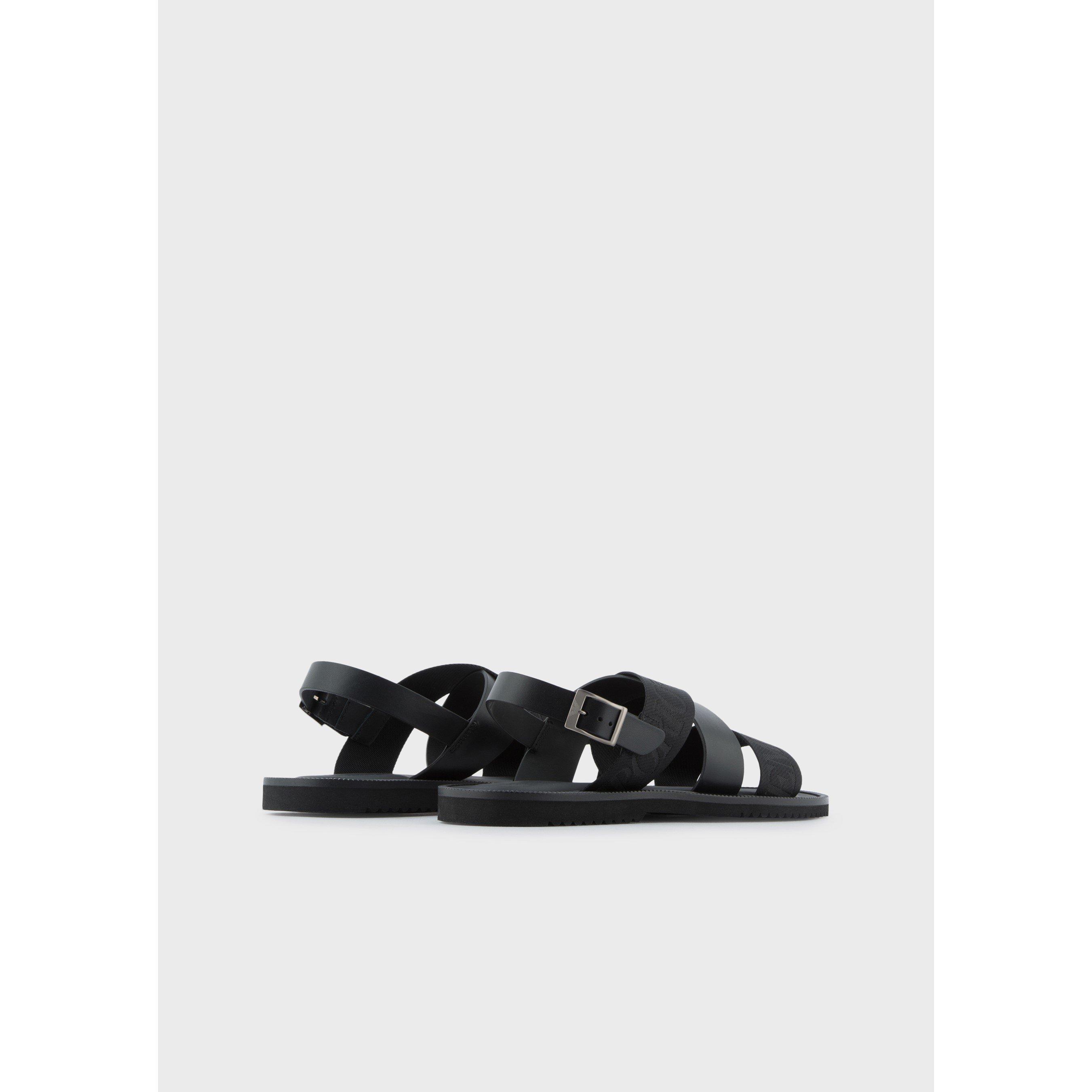 Emporio Armani Logo Jacquard Flatform Sandals
