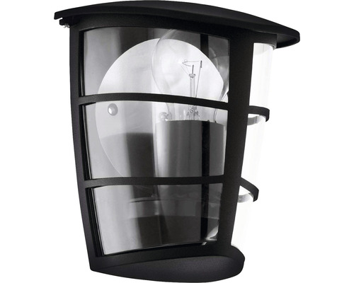 Buitenwandlamp, 1-lichts, H 20 cm, zwart