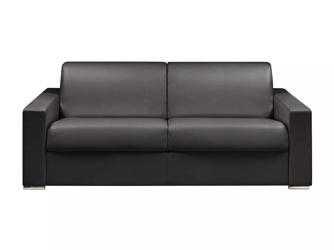 Canapé 4 places convertible express en simili noir - Couchage 160 cm - Matelas 22 cm avec mémoire de forme CALITO