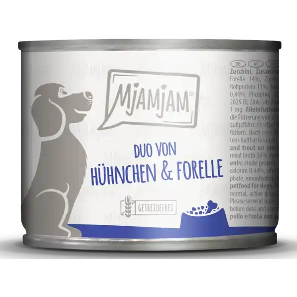 Duo von saftigem Hühnchen & Forelle an gedämpfter Zucchini 200g